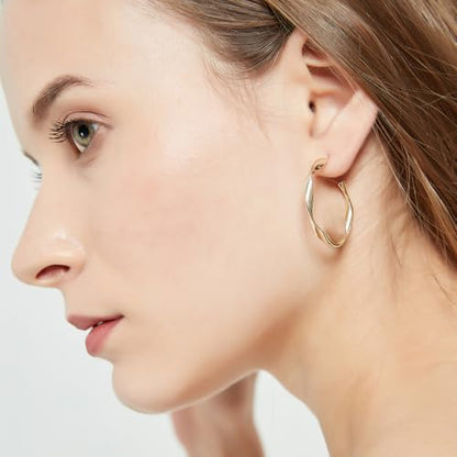 Rose/White/18k Gold Plated Hoop Earrings Lightweight Hoop Earrings For Women Loop Earrings 1in 2in - color: Yellow Gold, size: 30mm
