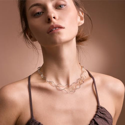 Handmade in Italy Necklace S925 Silver Twist Choker-Necklaces Minimalist Coil Craft Jewelry Mother's Day Christmas Gift for Women - color: 06