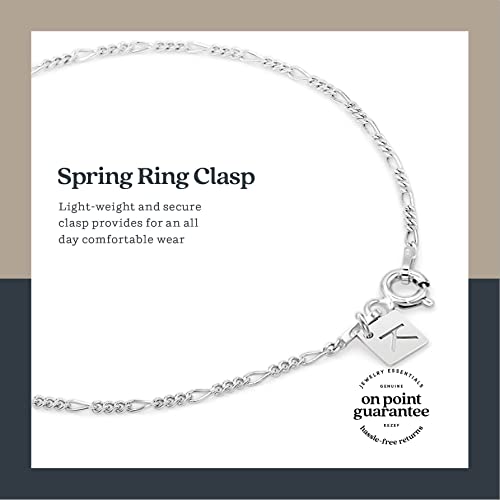 KEZEF Sterling Silver, 14k Gold Plated Silver & Rose Gold Plated Silver Figaro Chain | Fine Diamond Cut 1.5mm Bracelet & Anklet for Women, Girls and Men - color: Sterling Silver, size: 9 Inches