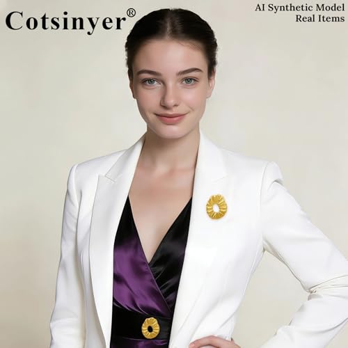 Stainless Steel Brooch Pin for Women & Men,Lapel Pin | Minimalist Statement Elegant Geometric, Sweaters Coat Suit Shawl Collar Shirt Coat Jacket Hat Dress Swim, Velvet Bag & Box - style: Pleated-Gold