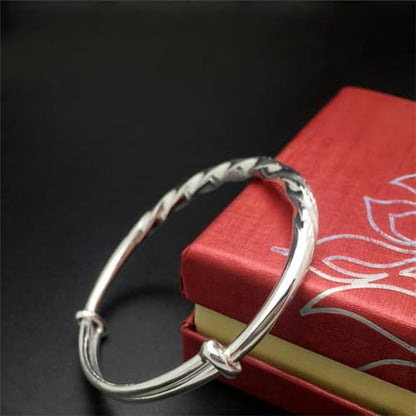 925 Sterling Silver Bangles For Women Handmade Silver Bangles Open Adjustable Bangle Bracelets For Women Silver Open Cuff Bracelets Stackable Wrap Bangles Festival Jewelry Gifts - color: Style 18
