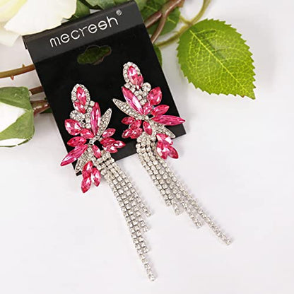 Marquise Crystal Bridal Chandelier Dangle Drop Earrings Ladies Gifts in Silver/Gold Tone - color: rose