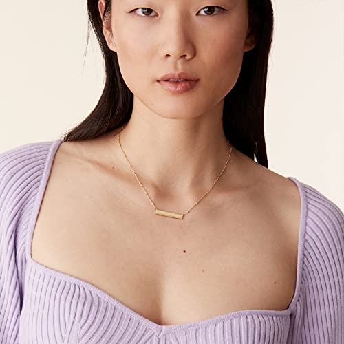 PAVOI 14K Gold Plated Dainty Cubic Zirconia Pendant Necklace for Women | Dot, Elephant, Butterfly, Pineapple, Lock, Knot, Palm Tree, Bow, Smiley Pendant | Layering Chain Necklaces - style: Horizontal Bar