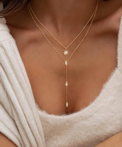 CHESKY Long Necklace for Women, 14k Gold Plated/Streling Silver Lariat Y Necklaces - style: y necklace 08