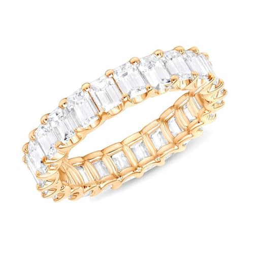 Psiroy 925 Sterling Silver Plated Cubic Zirconia Stacking Band Ring CZ Eternity Wedding Band for Women - color: Gold