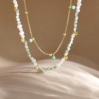 KissYan Beaded Necklaces for Women, Layered Pendant Choker for Summer | Stackable Colorful Natural Gemstone Handmade Beach Charm Chain Valentine's Jewelry Gifts For Girlfriend Wife Lover - style: Beads