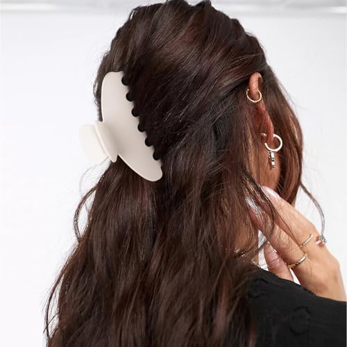 MAORULU Cute Claw Clip for Women – 4.3'' Large Acetate Hair Clips for Thick Thin Curly Long Hair, Durable Hair Clamps Non-slip Jaw Clip, Strong Hold, Stylish French Design (Cream White) - color: Cream White