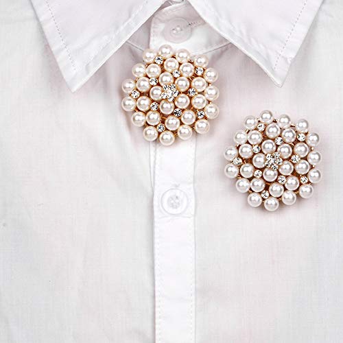 COLORFUL BLING Elegant Imitation Pearl Floral Crystal Brooch Pin for Wedding Bridal Fashion Jewelry - color: Gold