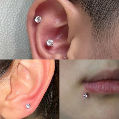Vsnnsns 16G Lip Rings Stainless Steel Tragus Helix Conch Piercing Jewelry Snake Bite Piercing Monroe Lip Rings Labret Medusa Cartilage Lobe Earrings Studs Piercing Jewelry 6MM 8MM 10MM Silver - color: Clear Cz-10MM
