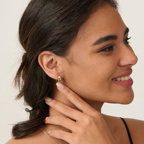 LLWOM Gold Huggie Earrings for Women-14k Gold/Silver/Rose/Black Plated Heart Hoop Earrings Hypoallergenic Lightweight Hoops Gifts - style: Split
