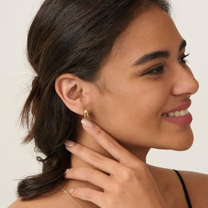 LLWOM Gold Huggie Earrings for Women-14k Gold/Silver/Rose/Black Plated Heart Hoop Earrings Hypoallergenic Lightweight Hoops Gifts - style: Split