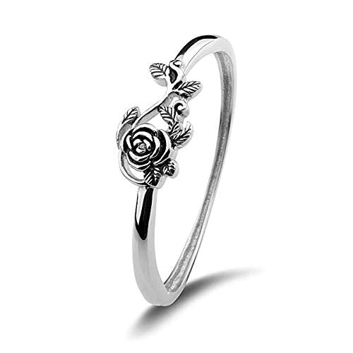 Tiny Rose Flower Silver Ring, Stacking Rings for Women Small Dainty 925 Silver Plated Ring Delicate Everyday Ring for Women Minimalist Personalized Jewelry
