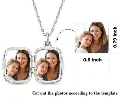 YOUFENG Love Heart Locket 14K Gold-Filled Oval Circle Rectangle Lockets that Hold Pictures Floral Patterns Necklace for Women - style: Silver Rectangle