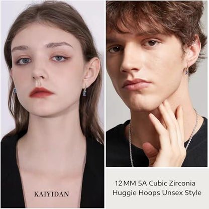 2 Pairs Gold/Silver Hoop Earrings For Women Set Trendy,14K Plated Gold Chunky Huggie Hoop Earings Pack,Oval Twisted Statement Silver Hoops,Fashion Jewelry Gift - color: B13 Sapphire dangle hoops set