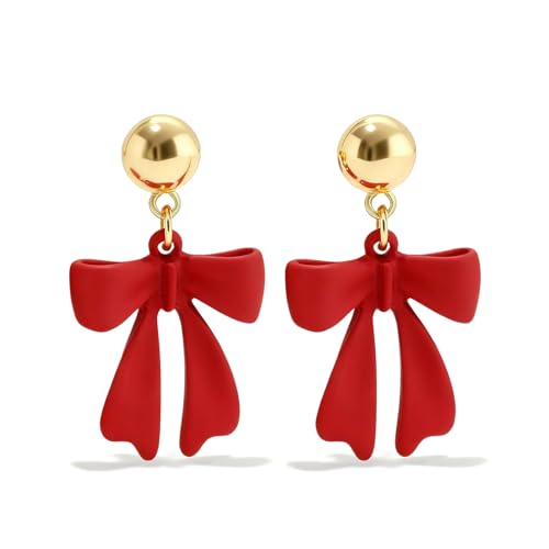 Bow Earrings Red Earrings for Women Dangle Cute Earrings Red Stuff Jewelry Outfits Accessories Gifts for Girls - color: A1:red bow earrings