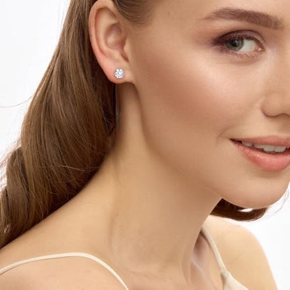 DAYBYDAY 925 Sterling Silver Birthstone Earrings for Women, Crystal Stud Earrings, 6.5mm Round Cut Solitaire Gemstone Earrings Birthday Jewelry - style: Round Cut-04. Apr/5a cubic zirconia