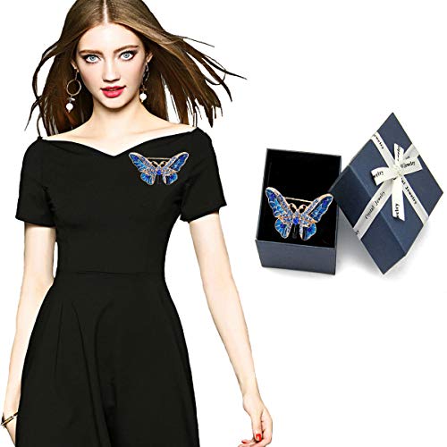 seven wolves Brooches for Women Austria Crystal Brooch Pins Rhinestones Brooches Daily Wearing Breastpin with Boxes - color: Blue 2