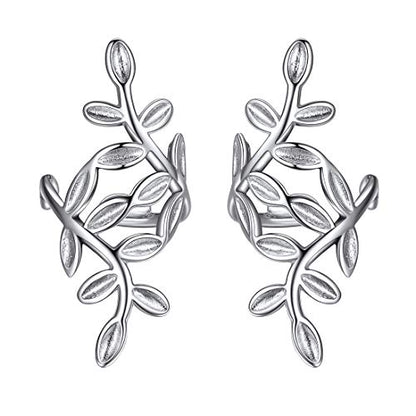 ChicSilver 925 Sterling Silver Ear Cuffs Non-Piercing Cartilage Earrings: Various Styles, Conch Cuffs (with Gift Box) - style: F: Leaf Cuff