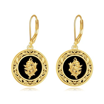 Sterling Silver Black Onyx Earrings for Women 18K Yellow Gold Plated Jewelry Gifts - style: Filigree Round 3