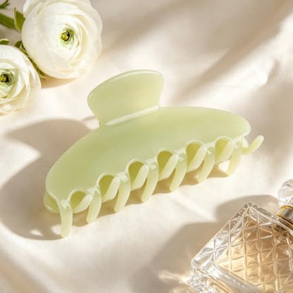 MAORULU Cute Claw Clip for Women – 4.3'' Large Acetate Hair Clips for Thick Thin Curly Long Hair, Durable Hair Clamps Non-slip Jaw Clip, Strong Hold, Stylish French Design (Mint Cream) - color: Mint Cream