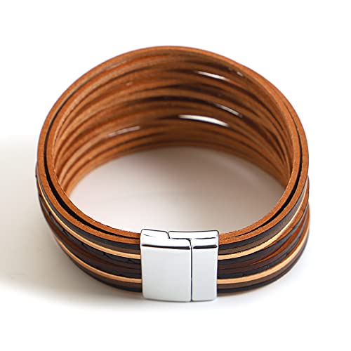 hotoo Leather Wrap Bracelet for Women - color: Dark Brown Leather Bracelets