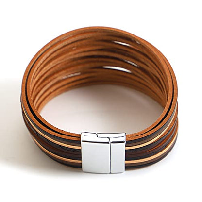 hotoo Leather Wrap Bracelet for Women - color: Dark Brown Leather Bracelets