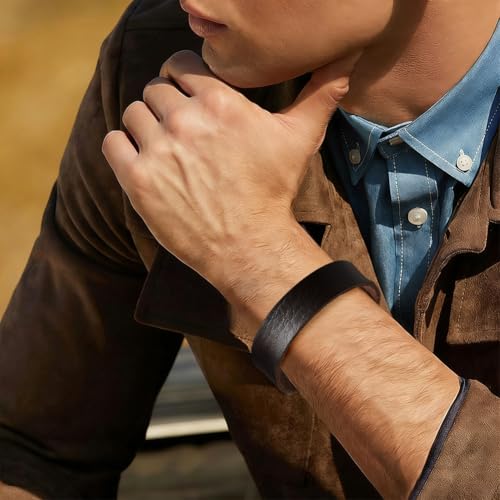 2 Styles Cowhide Wide Cuff Wrap Adjustable Genuine Leather Bracelets Brown Braided Rustic Leather Wrist Band Vintage Rope Bracelet Wristband for Men Women Daily Wear Costume Party Gift - style: 2 styles 2