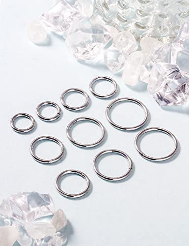 Vsnnsns 14G 16G Septum Nose Rings Hoops Lip Ring Piercing Jewelry 316L Surgical Steel Hinged Segment Clicker Cartilage Tragus Helix Conch Rook Daith Lobe Earrings Hoops Piercing Jewelry for Women Men - color: 14G-Silver
