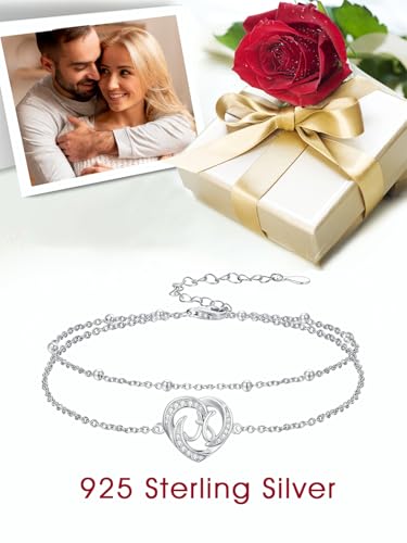 Dorunmo Initial Anklet 925 Sterling Silver Letter A-Z Layered Heart Anklet Beach Jewelry Birthday Gifts for Women - color: H