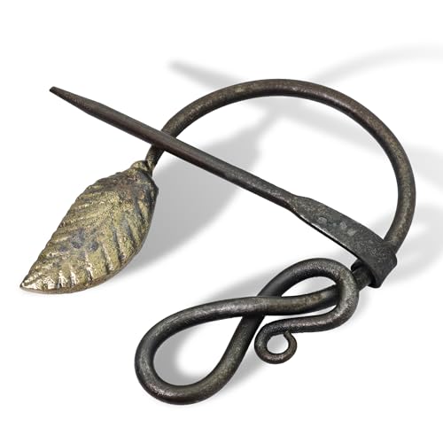 Armory Replicas™ Hand-Forged Viking & Celtic Cloak Pin Brooch – Medieval Fibula for Costumes, Reenactments, Cosplay & Historical Dress Accessories - style: Gold Leaf Ring