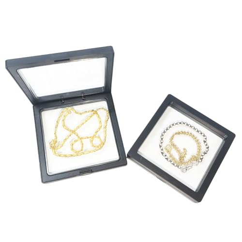 Portable Travel Jewelry Organizer, Black Square Jewelry Display Case, Transparent Window for Coins and Collections (Black, 3.54*3.54*0.51 inches) - size: 3.54*3.54*0.51 inches