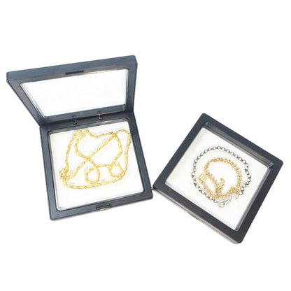 Portable Travel Jewelry Organizer, Black Square Jewelry Display Case, Transparent Window for Coins and Collections (Black, 3.54*3.54*0.51 inches) - size: 3.54*3.54*0.51 inches