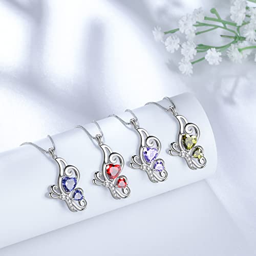 Butterfly Heart Necklace Birthstone Pendant Necklace Earrings Bracelet Women 925 Sterling Silver Animal Butterflies Birthstone Pendant Crystal Birthday Jewelry Wedding Gift - color: K.November-necklace