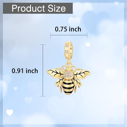 925 Sterling Silver Charms fits Bracelets and Necklace Pendant Bead Charms Jewelry Gift for Women Family Friends - style: Golden Bee Charm