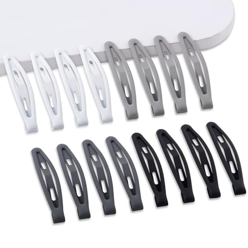16 PCS Snap Hair Clips Metal Barrettes for Women Non Slip Barrettes for Thick and Thin Fine Hair,Matte Black Gray White,2.36 x 0.43 Inches. - color: Matte Black Gray White