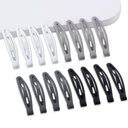 16 PCS Snap Hair Clips Metal Barrettes for Women Non Slip Barrettes for Thick and Thin Fine Hair,Matte Black Gray White,2.36 x 0.43 Inches. - color: Matte Black Gray White