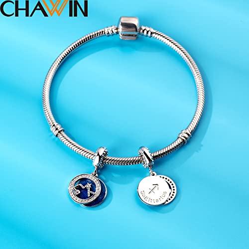 Zodiac Sign Charms for Charm Bracelets - 925 Sterling Silver Necklace Pendants, 12 Constellation/Horoscope Star Dangle - Dangling Birthstone Beads, Birthday Gifts for Women/Men. - color: Sagittarius (11.22～12.21)