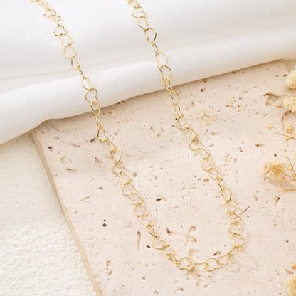 GTVOODX 16.4 Feet Stainless Steel Gold Heart Chains for Jewelry Making | 18K Gold Plated Soldered Jewelry Chain Roll Spool for DIY Jewelry Bracelet Necklace Making with Lobster Clasps Jump Rings - color: Gold Heart