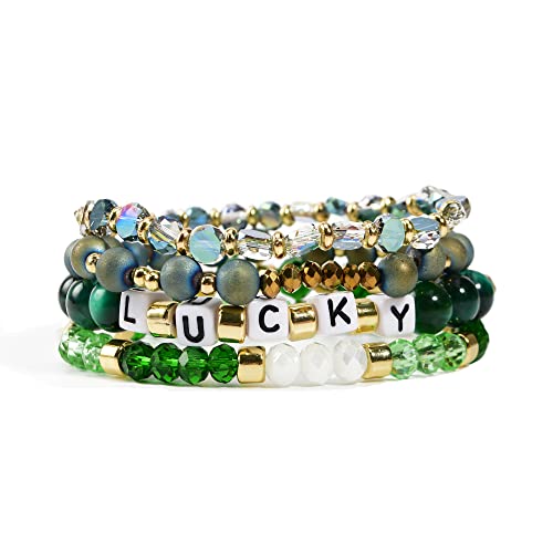 Boho Beaded Stretch Bracelets For Women Stackable Crystal Gold Plated Beaded Bracelets Set Trendy Handmade Friendship Braeclet Jewelry Gifts - color: Q-crystal stone baed
