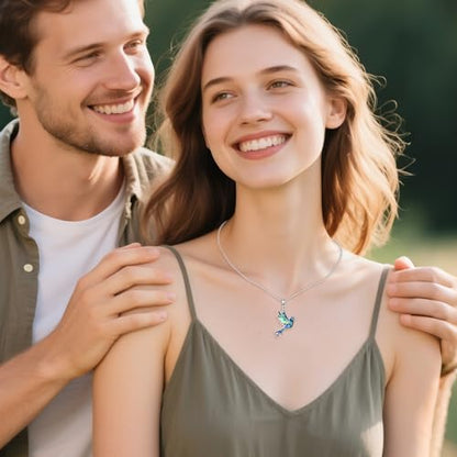 Hummingbird Necklace for Women 925 Sterling Silver Hummingbird Jewelry Bird Pendant Birthday Gifts for Her