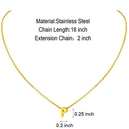 MOMOL Tiny Initial Necklace 18K Gold Plated Small Letter Necklace Personalized Name Necklace for Women - color: Gold P