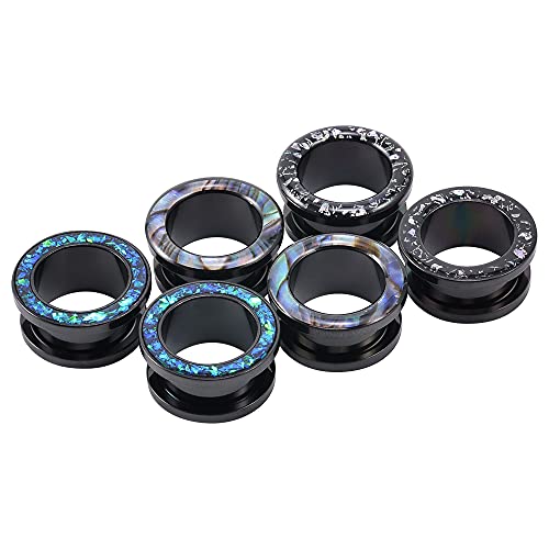 6PCS Set Fashion Screw Fit Ear Tunnels Plugs Gauges Stainless Steel Expander Stretcher Piercing Jewelry 0g-1" in 8mm-25mm - size: 16mm