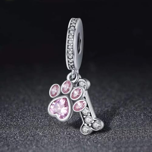 925 Sterling Silver Charms Pendants Mom Heart Dog koi fish Sea Turtle Football Charms for bracelet Pendants Beads Mom Sister Wife Family, Friends, Birthday gifts - style: Claw print Bone Pendant