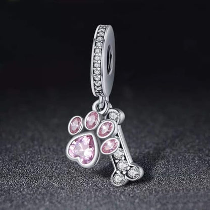 925 Sterling Silver Charms Pendants Mom Heart Dog koi fish Sea Turtle Football Charms for bracelet Pendants Beads Mom Sister Wife Family, Friends, Birthday gifts - style: Claw print Bone Pendant