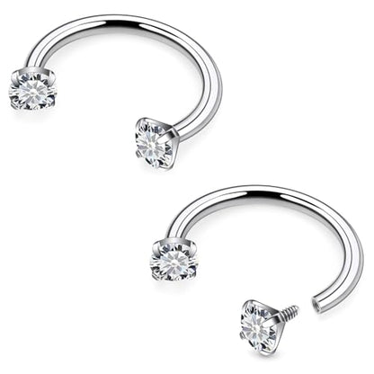 16G F136 Titanium Internal Thread Horseshoe Septum Nose Ring Piercing Jewelry Circular Barbell Helix Snug Tragus Rook Daith Cartilage Earring Lip Ring Piercing Jewelry for Women Men 8MM 10MM - style: 16G, 8MM Length, Clear CZ