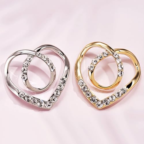 Long tiantian 6PCS Scarf Ring Clip Scarf Rings for Women Button Covers for Women Blouses Shirt Tightener Clip Cinch Pin Clothes Jewelry - color: 2pcs Heart