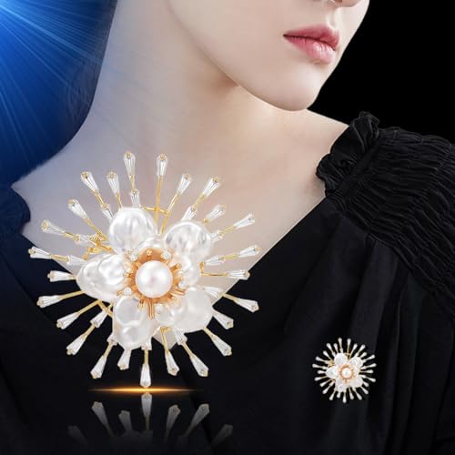 Brooches and Pins for Women Elegant Flower Pearl Brooches Costume Broches Jewelry Lady Christmas Pin for Women - style: GD-0116