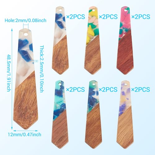 Beadthoven 12pcs/6 Pairs Natural Wood Resin Charms DIY Earrings Pendants Geometric Wood Pendants Bohemian Wooden Pieces for Statement Jewelry Making Findings Women Necklaces - color: Chips- Trapezoid