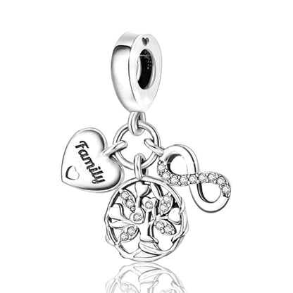 925 Sterling Silver Bead Charm for Pandora Bracelets and Necklaces,Pink Bow Cherry Butterfly Blue Ocean Pendant Bead Charms Jewelry Present Valentines Gifts for Wife/Girlfriend Women - style: Infinite Family Tree Charms