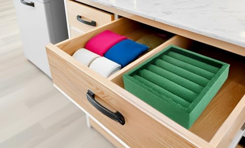SCIKHETF Velvet Ring Earrings Studs organizer Tray Small Ring Insert Display Tray 5 Slots Stackable (Green) - color: Green